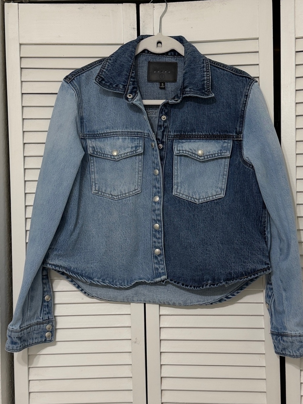Blank NYC  Women's Two-Tone color block Blue Denim Jacket size S